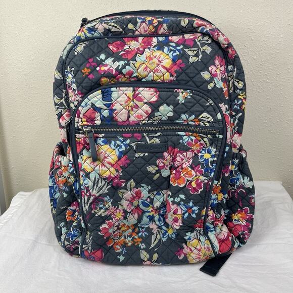 Vera Bradley Pretty Posies Quilted Iconic Campus Backpack Floral Cottagecore - Picture 1 of 13